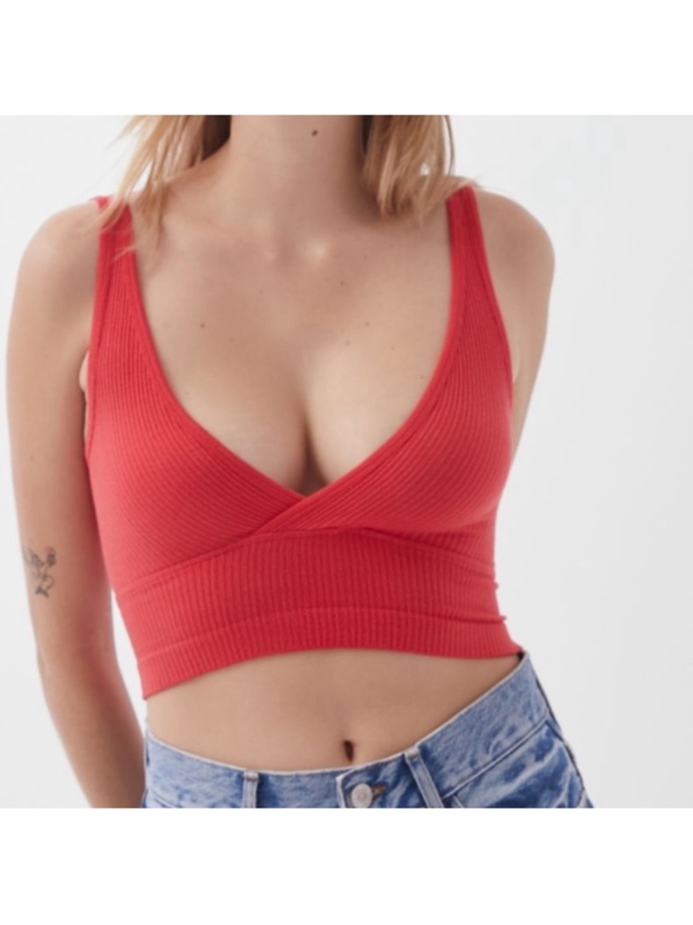 Urban Outfitters Out From Under Drew Red Ribbed Knit seamless Crop Tank Top XL
